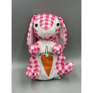 Kellytoy Pink White Checkered Plaid Bunny Rabbit Plush 12” Stuffed Animal 2014
